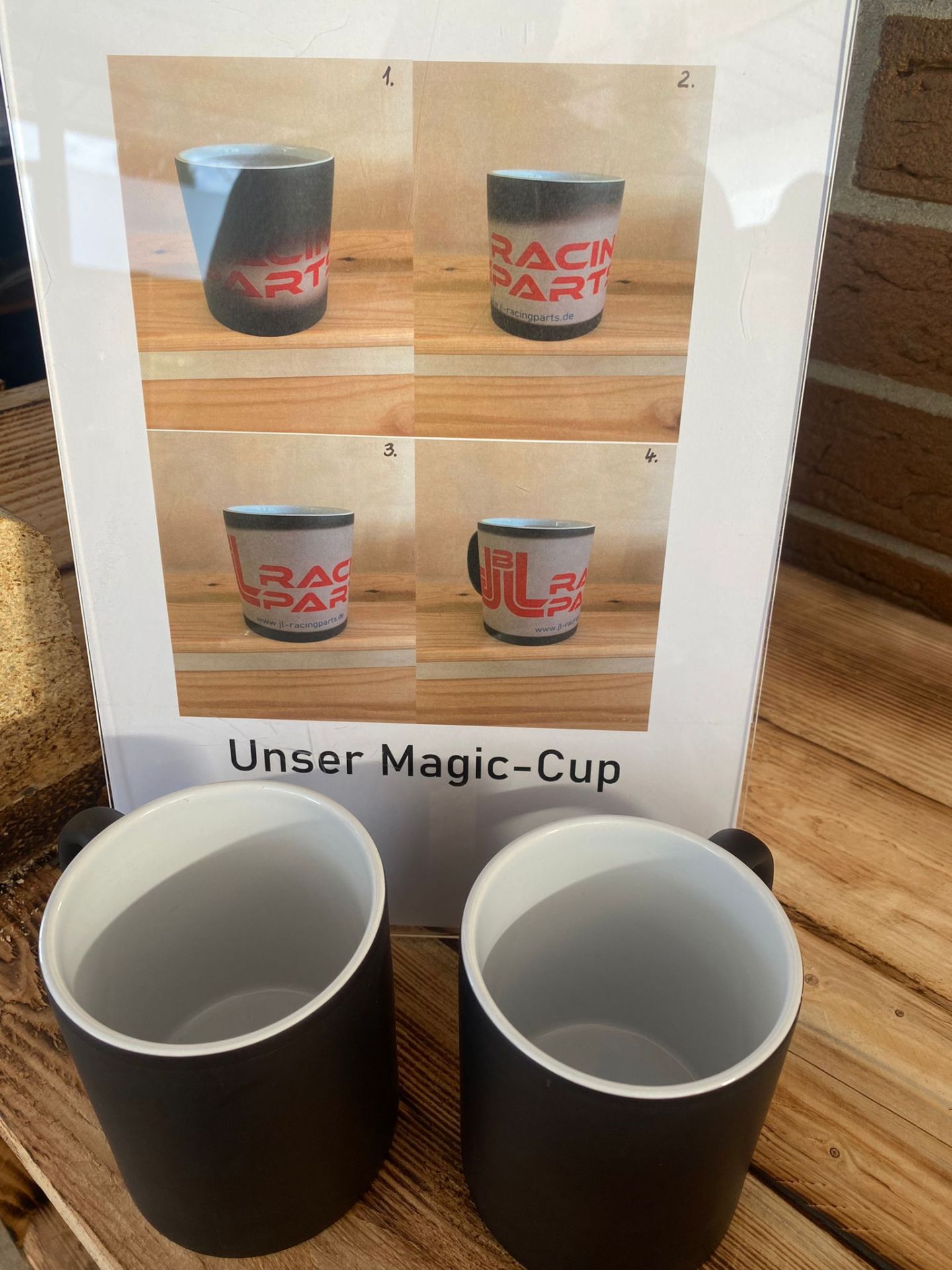 Tasse, Zaubertasse schwarz, bedruckt